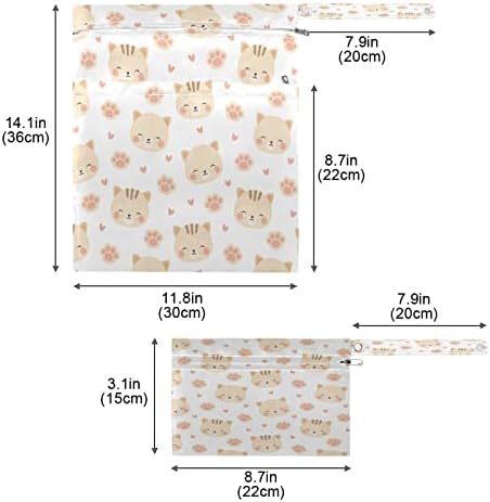 ZZXXB חתלתן חתול PAW הדפס שקית רטובה אטומה למים חיתול בד שימוש חוזר תיק יבש רטוב עם כיס רוכסן לטיולים בחוף בריכה כושר יוגה יוגה מוצרי טיפוח בגד ים