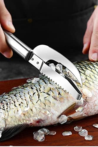 אבגל נירוסטה דגים בקנה מידה גילוח בטן סכין כדי להסיר קשקשי דגים ולשבור את בטן, להשתמש 2 ב 1 דגים בקנה מידה מרית כדי להסיר קשקשי דגים ולהרוג דגי כלים סכין דגים
