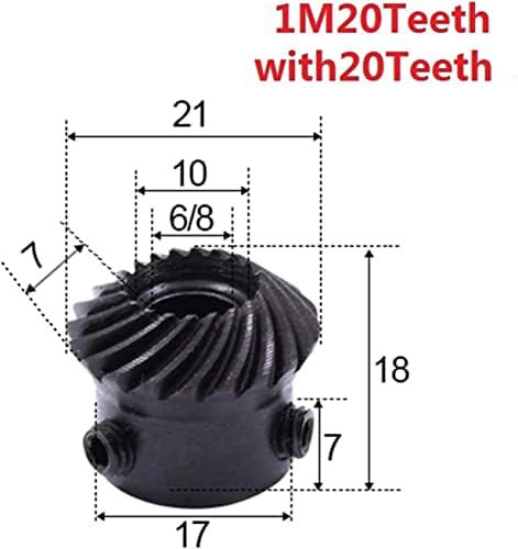 סרסור 2 יחידות 1:1 פוע הילוך 1 מודולוס 20 שיניים פנימי חור 6/8 ממ 90 תואר כונן החלפת פחמן פלדה הילוכים הילוכים