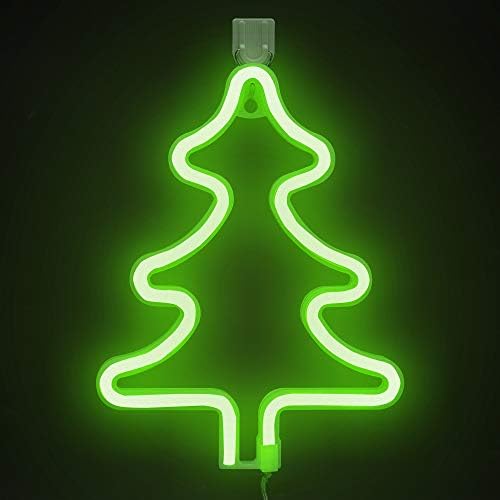 שלטי ניאון Uptotop, צורת עץ עם סוללה ואורות ניאון המופעלים על ידי USB לפנים חיצוניים, קישוט קיר