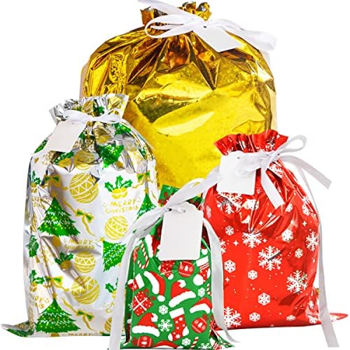 מפואר לנד חג המולד מתנת שקיות סנטה גלישת תיק ב 4 גדלים 4 עיצובים 40 יחידות עם סרטים ומתנה תגים
