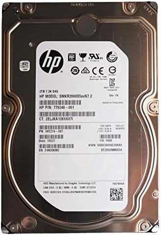 HPE 2TB SMKR2000S5XEN7.2 ST2000NM0034 779248-001 1HT274-087 7.2K SAS 12GBPS 3.5 LFF