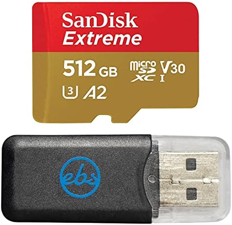 SanDisk 512GB כרטיס זיכרון Micro SDXC קיצוני עובד עם DJI ט סדרת Mavic 3 קלאסי V30 A2 4K UHD UHS-אני עוטפת את עם הכל אבל סטרומבולי MicroSD Card Reader